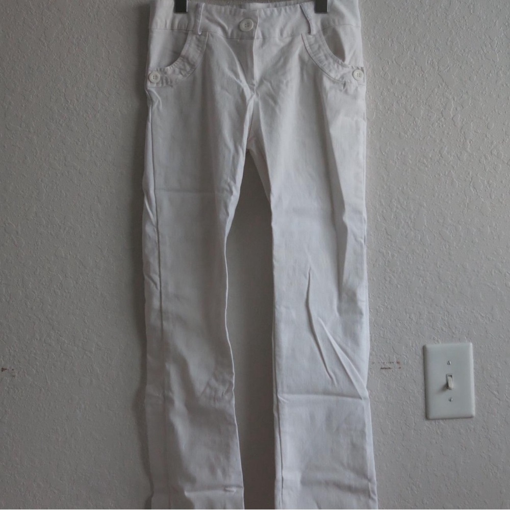 Elegant White Straight Leg Women's Pants